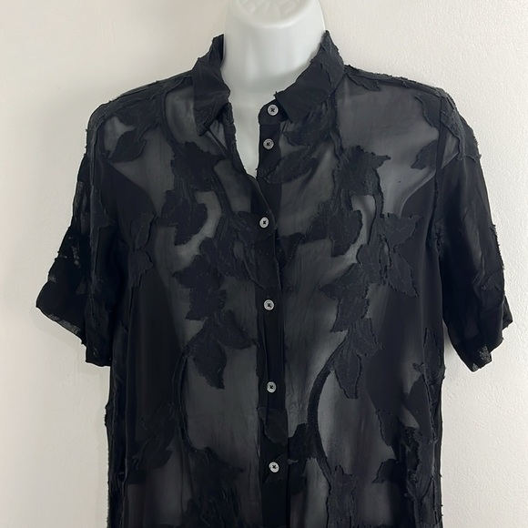 Aritzia Wilfred Sheer Vine-Patterned Black Mini Dress - Picture 3 of 7